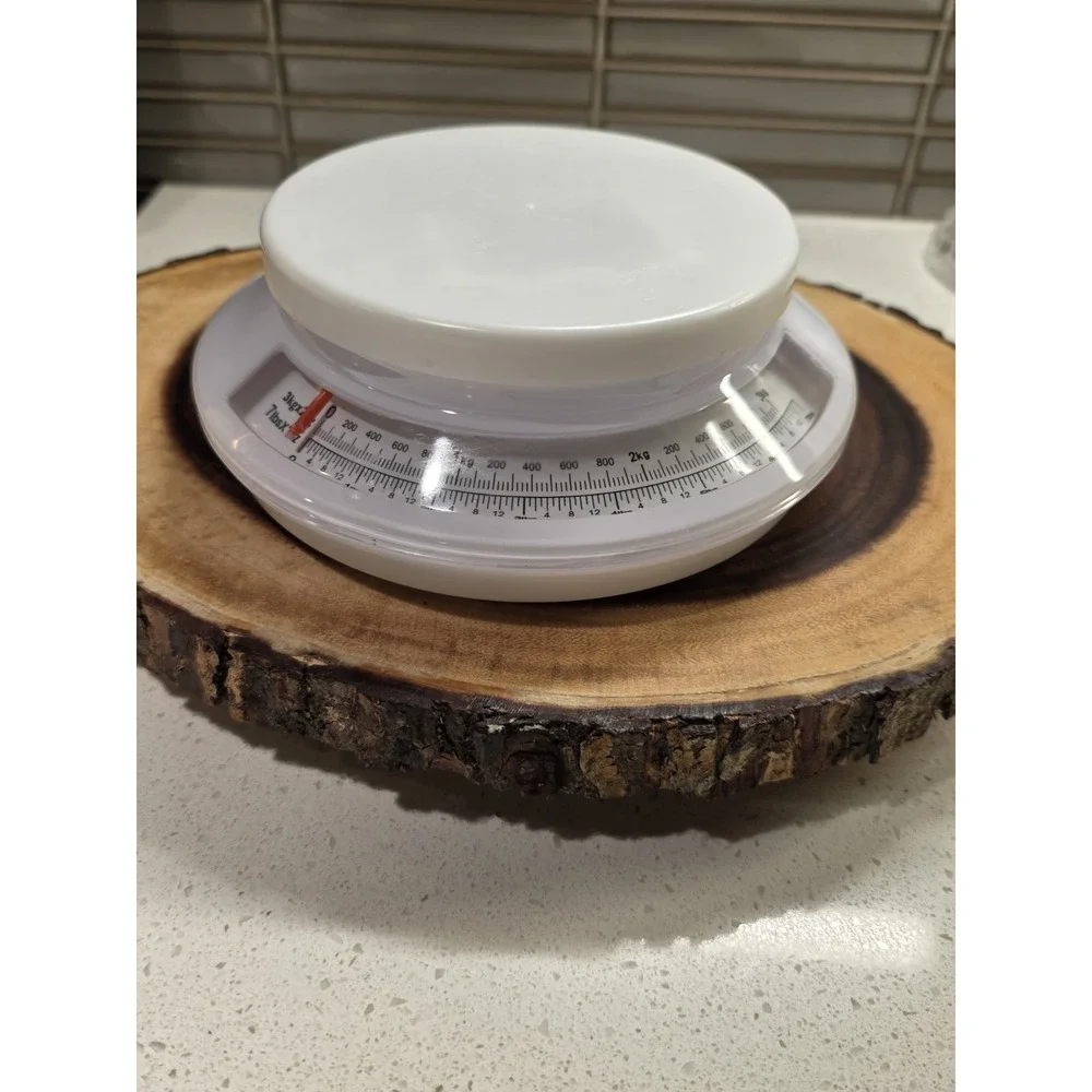 Vintage Round Plastic Kitchen Countertop Scale 7 LBS Capacity